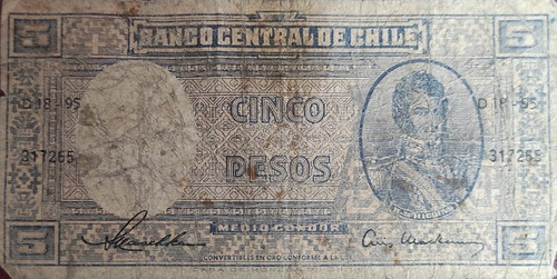 Billete Cinco Pesos Chiles Cod-193712