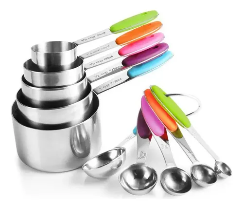 Tazas Cucharas Medidoras U Chef Acero Inoxidable Set 10 Piezas Re...