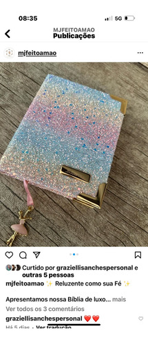 Bíblia Sagrada Personalizada - Gliter Arco- Iris - Tamanho P