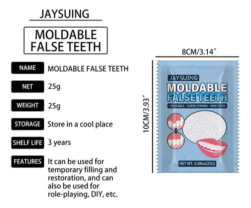 Set De Dientes Para Rellenar Dentaduras Postizas, Mordedores