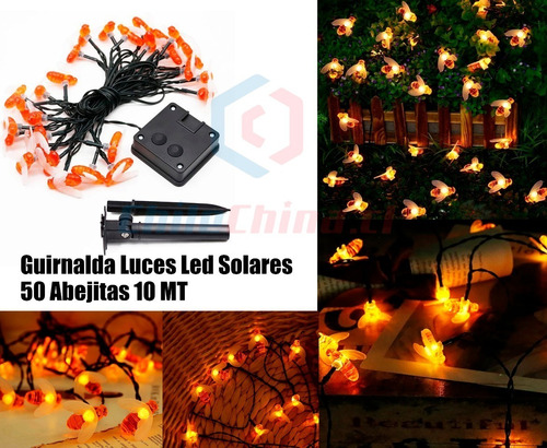 Guirnalda Luces Led Solar Abeja Calido 10 Mt 50 Abejitas Led