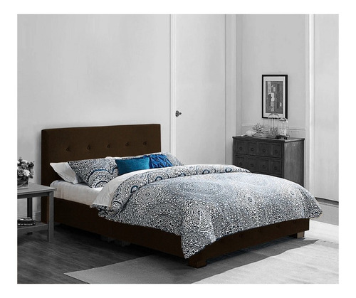 Set Recámara Nick Queen Size Suede Chocolate Pieza Alcoba