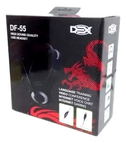 Fone De Ouvido Gamer Headset Dex Df-55 Usb Controle Preto Preto