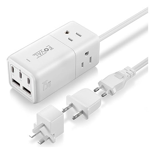 Adaptador De Viaje Europeo: Cargador Usb C Y 3 Salidas
