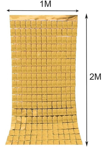 Imagen 2 de 6 de Cortina Metalizada Cuadrada Shimmer Brick Wall Ladrillo 2x1m