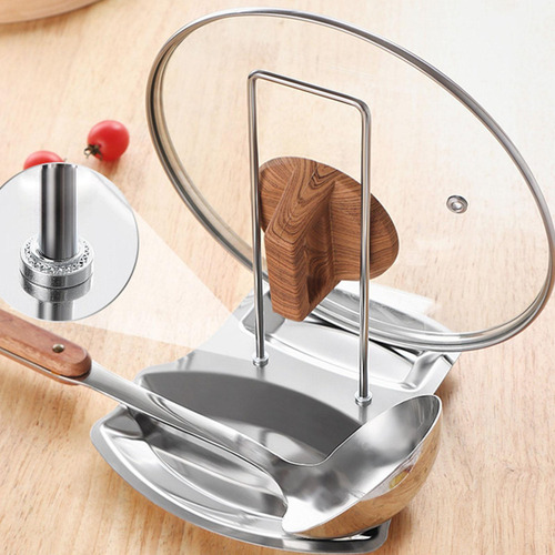 Reposacucharas De Acero Inoxidable Con Soporte For Plateado