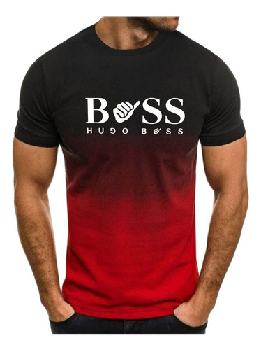 K Camiseta Estampada Boss Para Hombre De Manga Corta Holgada