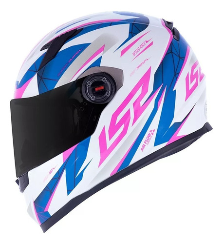 Capacete Ls2 Combo Casal Ff358 Draze Branco E Rosa/vermelho