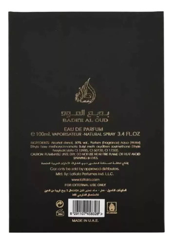 Perfume Lattafa Bade'e Al Oud For Glory Edp Hombre 100 Ml