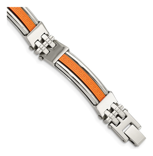 Brazalete Cincel De Acero Inoxidable De Caucho Naranja Para