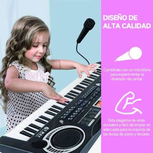 Teclado Electronico Musical 61 Teclas Portatil Rosa Infantil Rosa