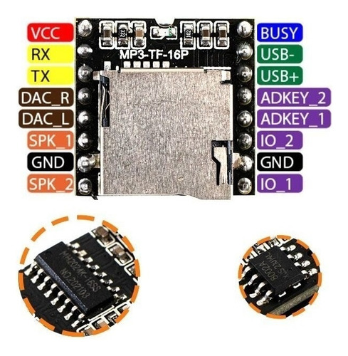 Mini Modulo Reproductor Mp3 Dfplayer Ranura Micro Sd Arduino