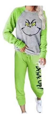 Conjunto De Camisetas Casuales Grinch Con Capucha Y Pantalon