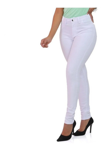 Imagem 1 de 2 de Calça Sarja Branca Feminina Levanta Bumbum Sawary