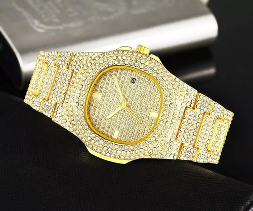 Moda Iced Out Reloj Hombres Diamante Acero Reloj