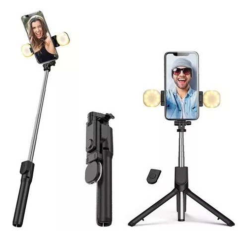 Palo Selfie Doble Luz Led Gimbal Bluetooth Celular Tripode