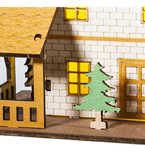 Fa Casa En Miniatura Iluminada Casa 10,5 Cm X 8,3 Cm X 8,3