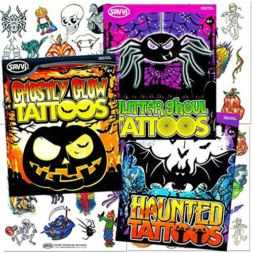 Savvi Partido Tatuajes De Halloween Pack (3 Bolsas De Tamaño