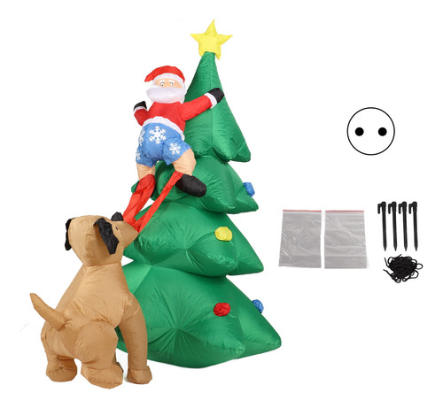 Led Inflable Navideño Para Hombre Viejo Trepando A Un Árbol