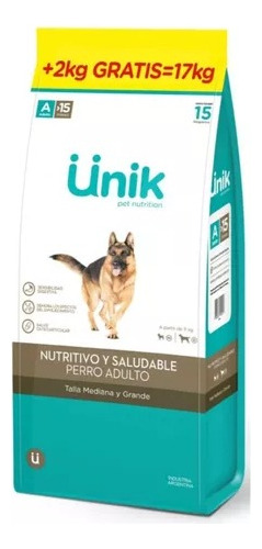 Unik Perro Adulto Med / Grande 15+2kg Gratis Universal Pets