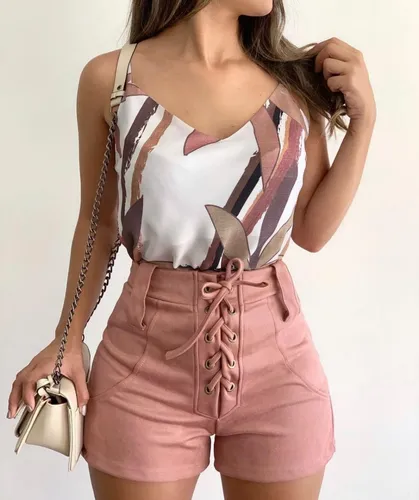 Shorts suede hotsell cintura alta