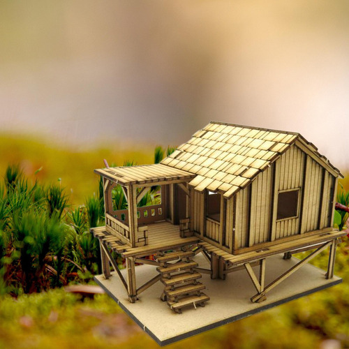 Casa De Rompecabezas 3d De Madera 1/72 Cabaña De Estilo A
