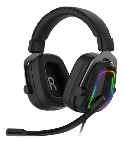 Audifonos Gamer Monster 7.1 Cancelacion Ruido Rgb Kmh7-hbk Color Negro