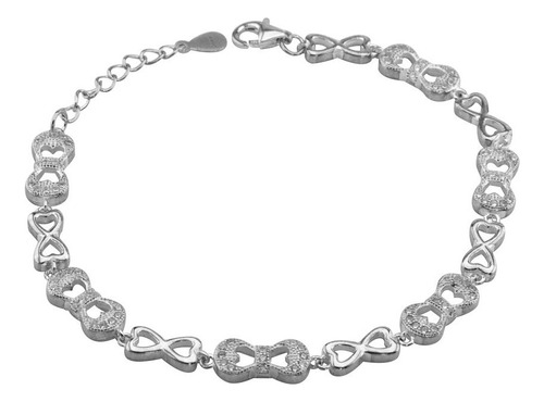 Pulsera Moños / Lazos Con Piedras Plata 925 Mujer Diámetro 0 Cm Largo 20 Cm