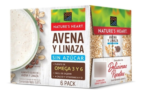 Bebida De Avena Y Linaza Natures Heart Caja Con 6pz De 946ml