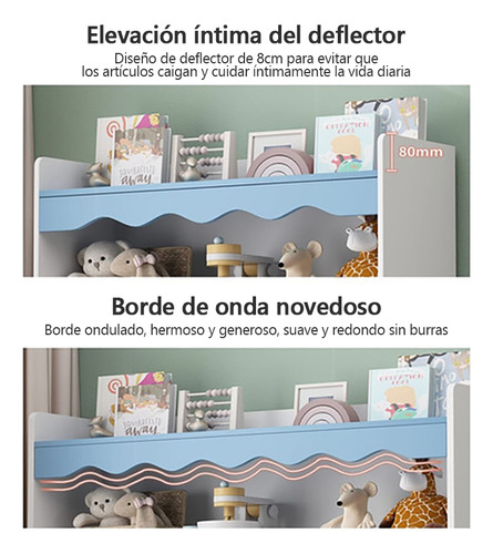 Librero De Madera Moderno Para Niños Con 4 Pisos Y 2 Puertas Rosa