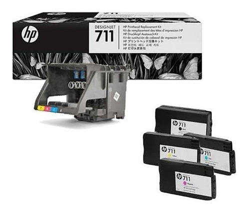 Kit Cabezal + 4 Tintas Hp 711 Original C1q10a T120 T520