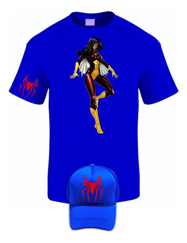 Camiseta Manga Corta Spider Woman Spiderman Obsequio Gorra 