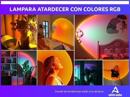 Imagen 3 de 10 de Lampara Proyector Atardecer 16 Colores Sunset Control Usb