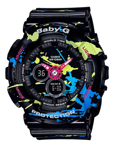 Reloj Casio Baby-g Ba-120spl-1adr Resina Mujer 100% Original Color de la correa Negro Color del fondo Negro