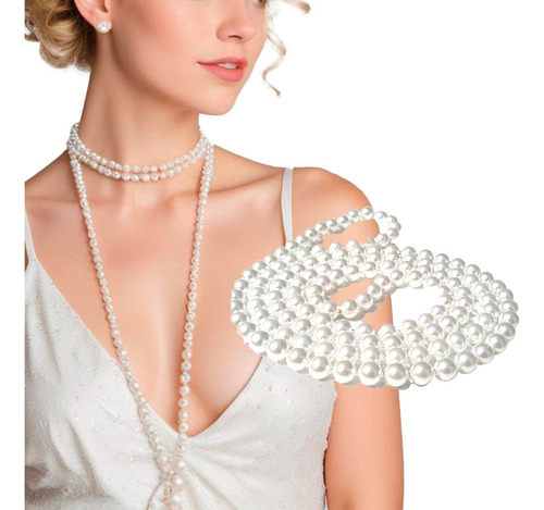 Collar Perlas Charleston Accesorio Vintage Disfraz