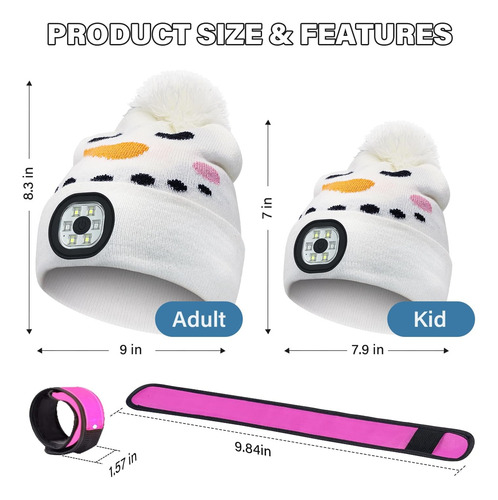 Gorro Led Con Luz Para Adultos, Recargable Por Usb, Con Puls