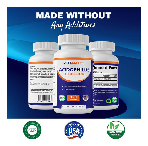 Probiótico Vitamatic Acidophilus - 10 Mil Millones De Ufc -