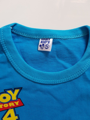 ,remera De Algodon Estampada Toy Story Niños Celeste