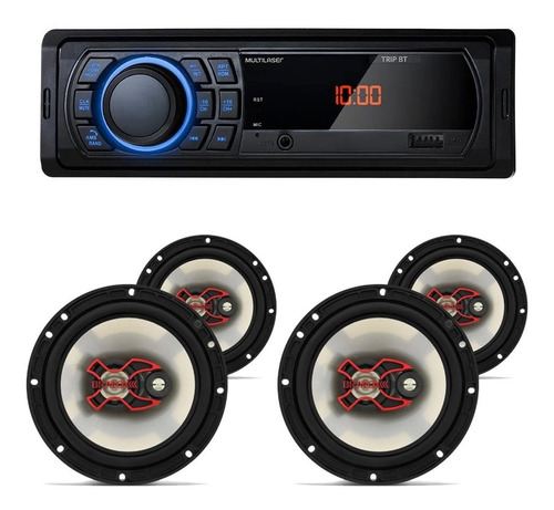 Rádio Mp3 Multilaser + Falantes Bravox X 6 Polegadas 200w