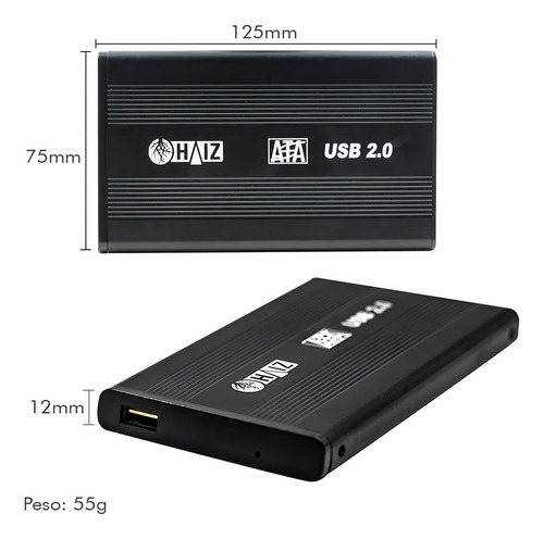 Case Capa Gaveta para HD Externo Sata Haiz Notebook Computador 2.5" Cor Preto