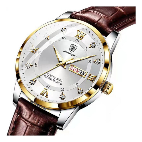 Reloj De Cuero Poedagar Ultra Thin Luminous Date Para Hombre