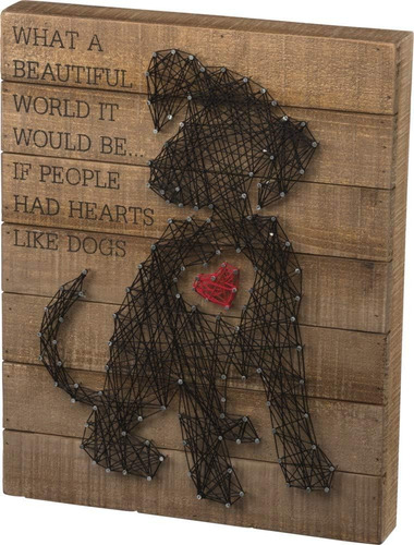 Primitives By Kathy 33159 String Art Box Sign, Puppy Heart