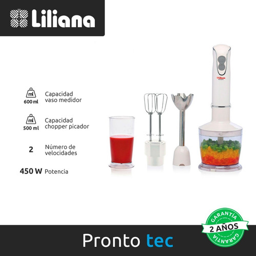 Imagen 2 de 10 de Mixer Minipimer Liliana Masterpic Ah130 220v Accesorios