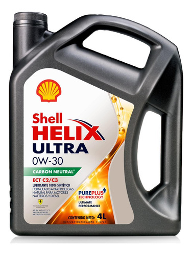 Aceite De Motor Shell Helix 0w-30 Ultraect C2c3 4 Litros