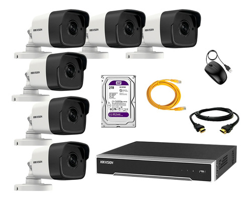 Camara Seguridad Ip Poe Exterior Kit 6 Hikvision Disco 2tb