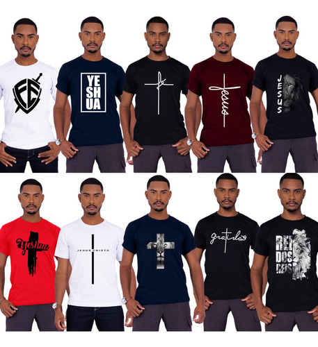 Kit 10 Camisetas Masculinas Frases Evangélicas Atacado