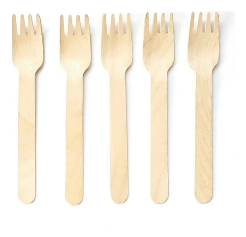 Set De Tenedores Descartables De Madera Por 25 Unidades Color del mango Marrón claro