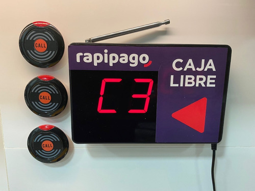 Numerador Inalámbrico Caja Libre Rapipago C/ 3 Controles