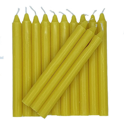 8 Velas Palito - Velas Brancas, Coloridas E Bicolor Com 18cm Cor Amarelo Com Essência De Mel