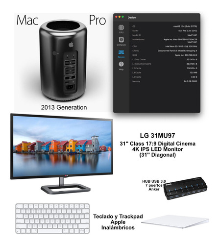 Mac Pro 2013 Generation + Monitor 32  + Teclado + Trackpad
